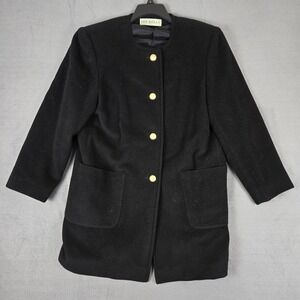 Jimmy Hourihan Jacket Womens 16 Black Lambswool Angora & Cashmere Coat Ireland‎